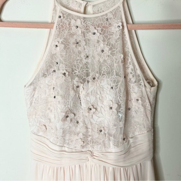 Forever New Women's Maxi Dress Long Lace beaded bodice Chiffon Pale Pink 2 - Picture 7 of 15